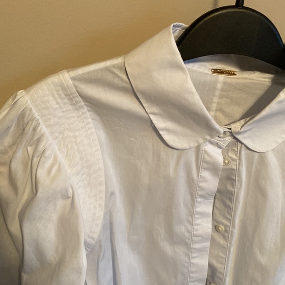 Adam lipped light blue blouse with white ruffle sleeves - Picture 3 of 6